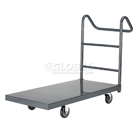Global Industrial Platform Truck w/Steel Deck, 5 Polyurethane Casters with Ergo Handle, 48 x 24, 1000 Lb. Capacity 952106E